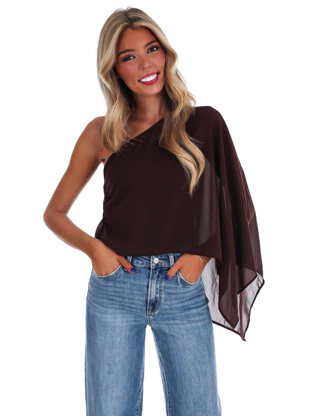 Elevated Evening Asymmetric One Shoulder Top