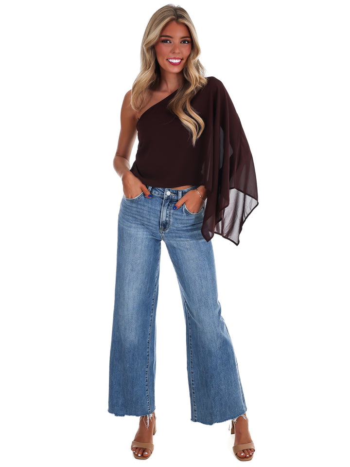 Elevated Evening Asymmetric One Shoulder Top