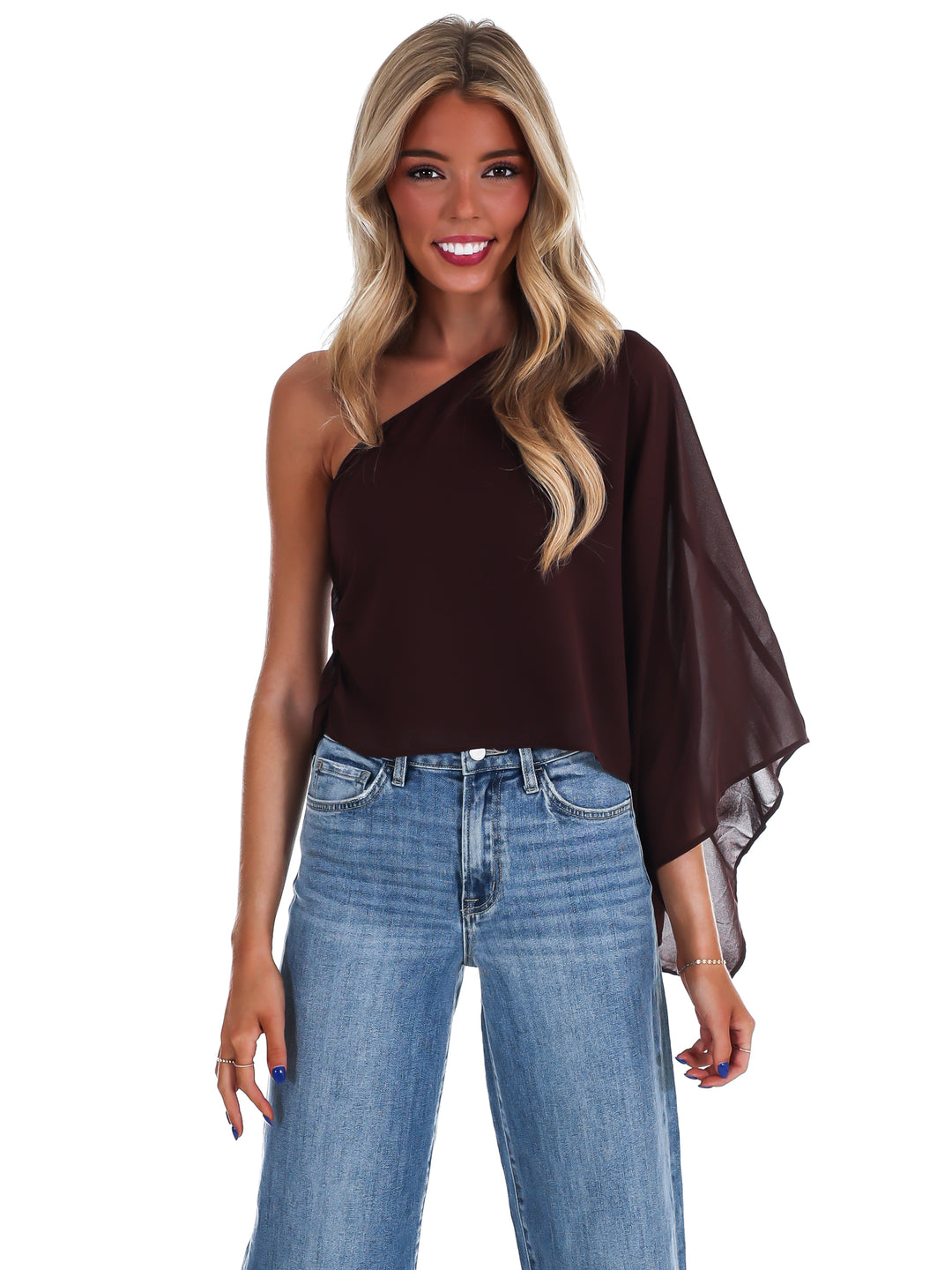 Elevated Evening Asymmetric One Shoulder Top