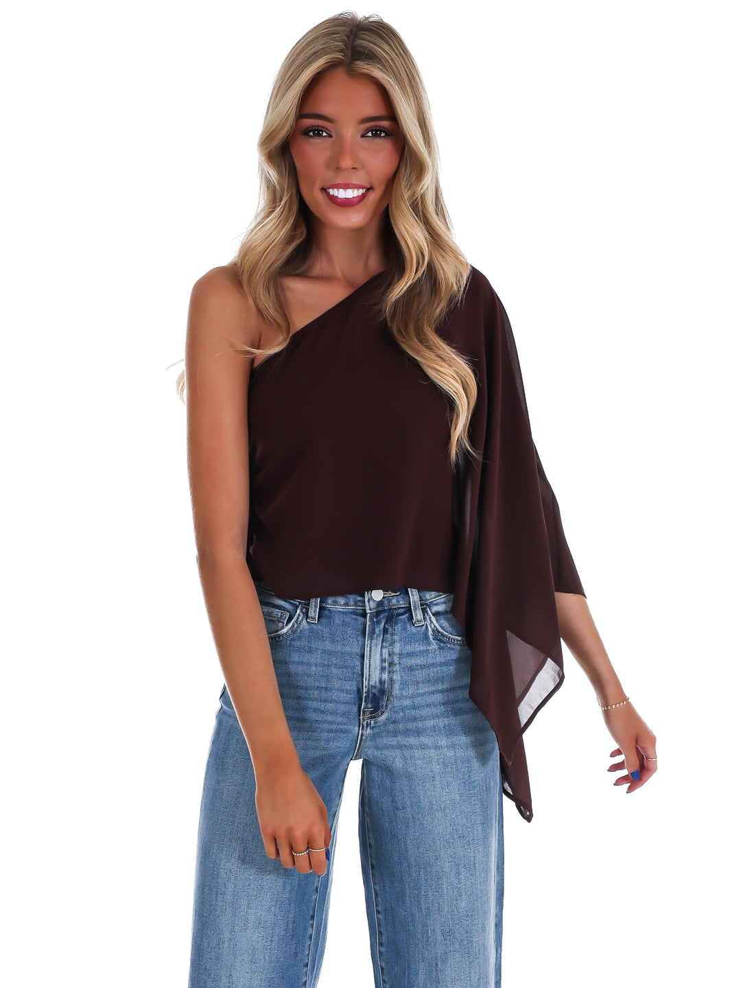 Elevated Evening Asymmetric One Shoulder Top