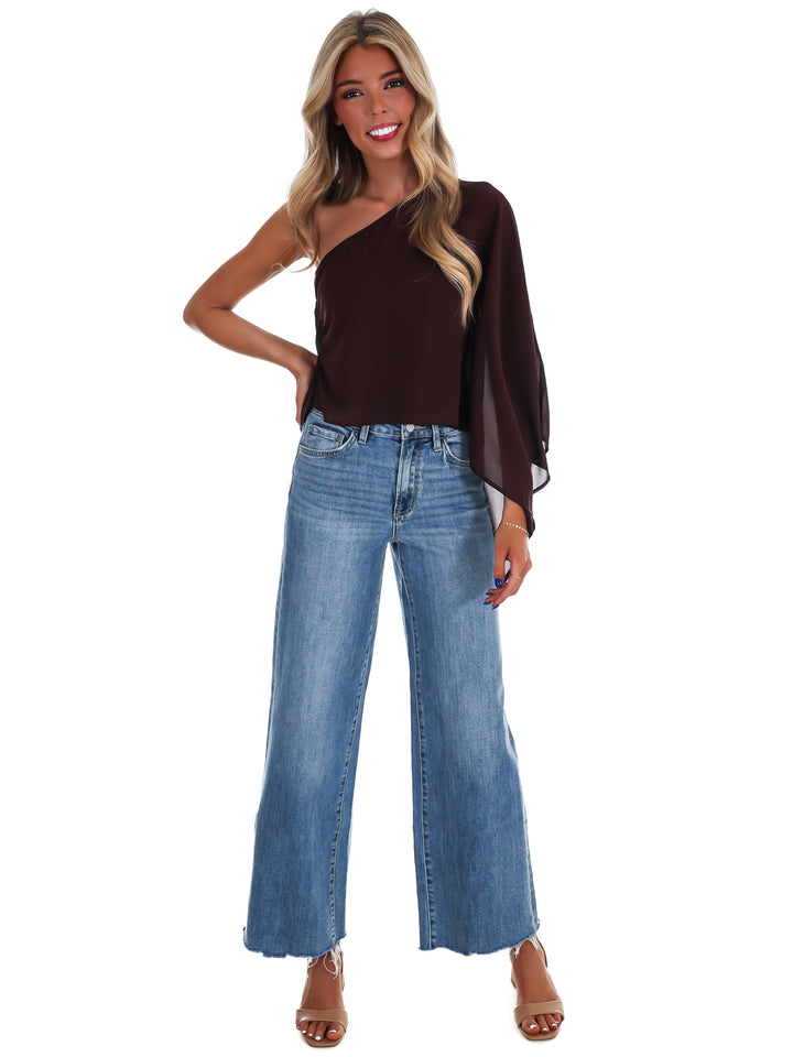 Elevated Evening Asymmetric One Shoulder Top
