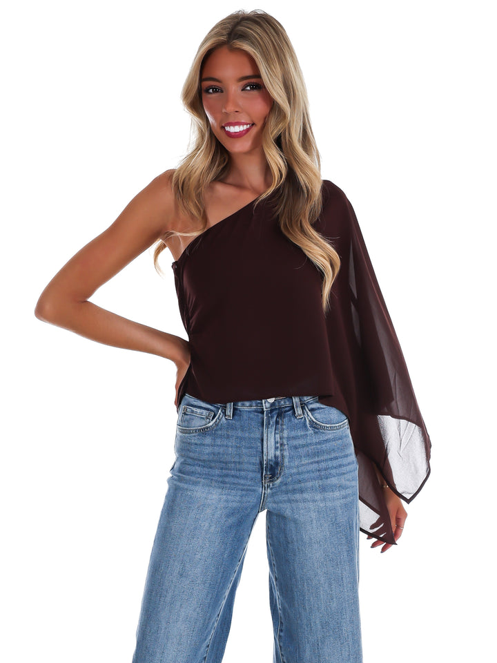 Elevated Evening Asymmetric One Shoulder Top