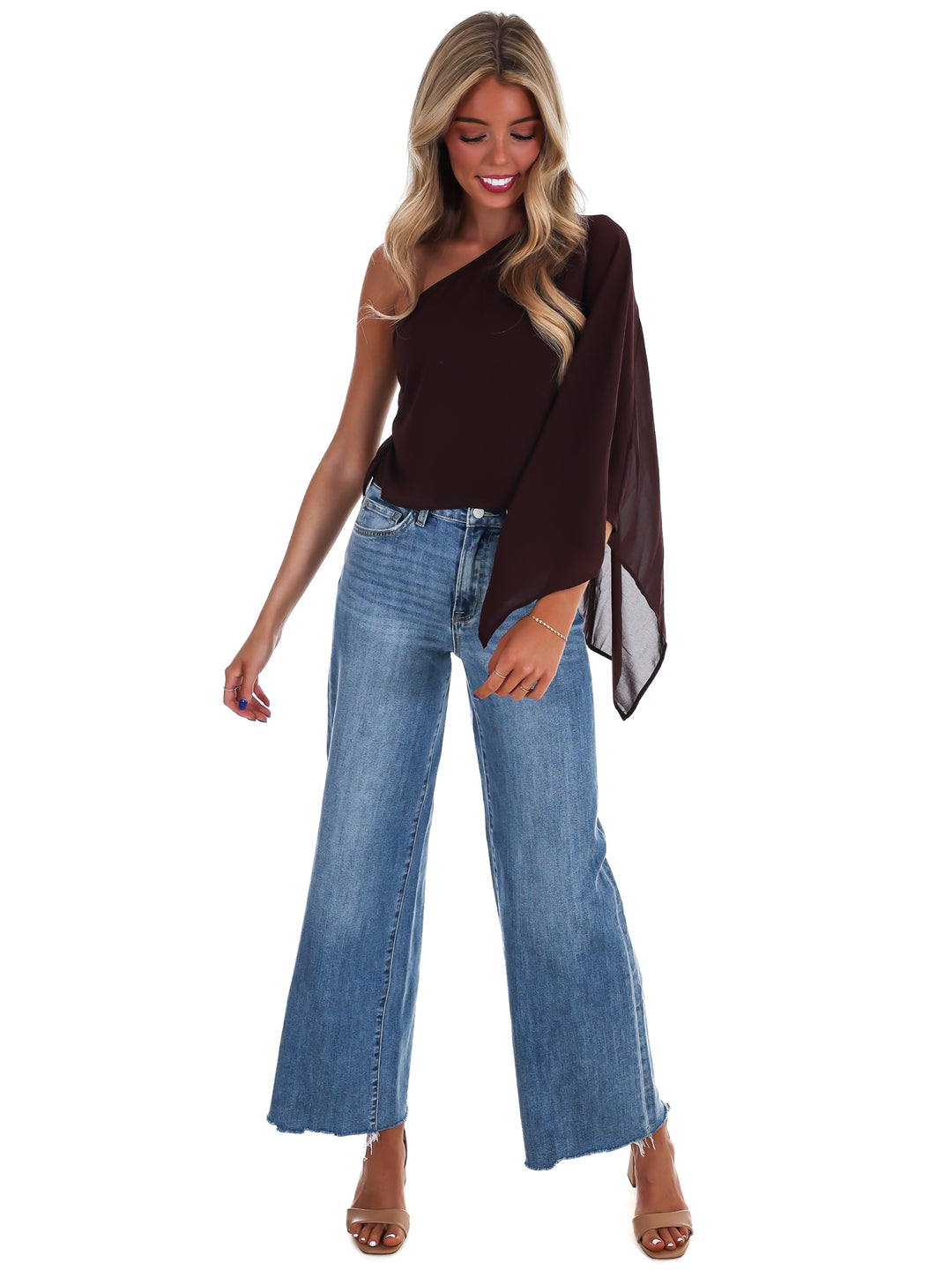 Elevated Evening Asymmetric One Shoulder Top
