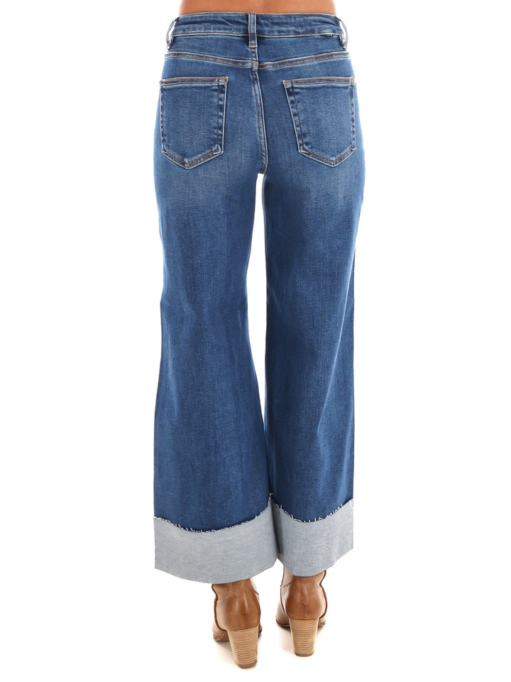 Uptown Fit High Rise Wide Leg Cuffed Jeans