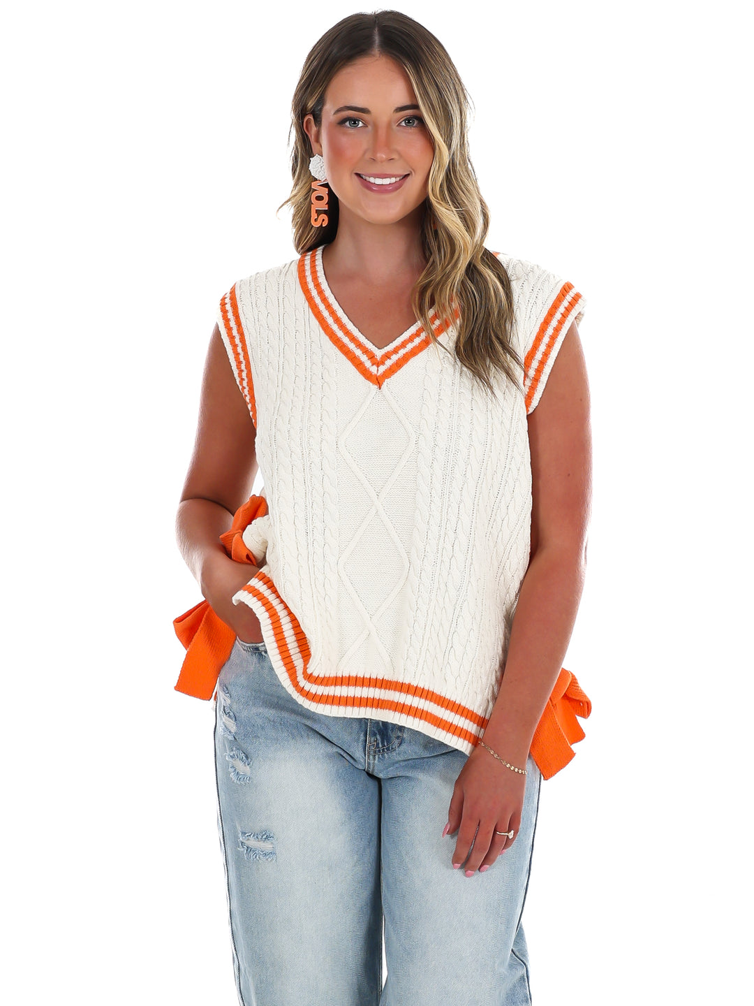 Victory Bows V-Neckline Sweater Top