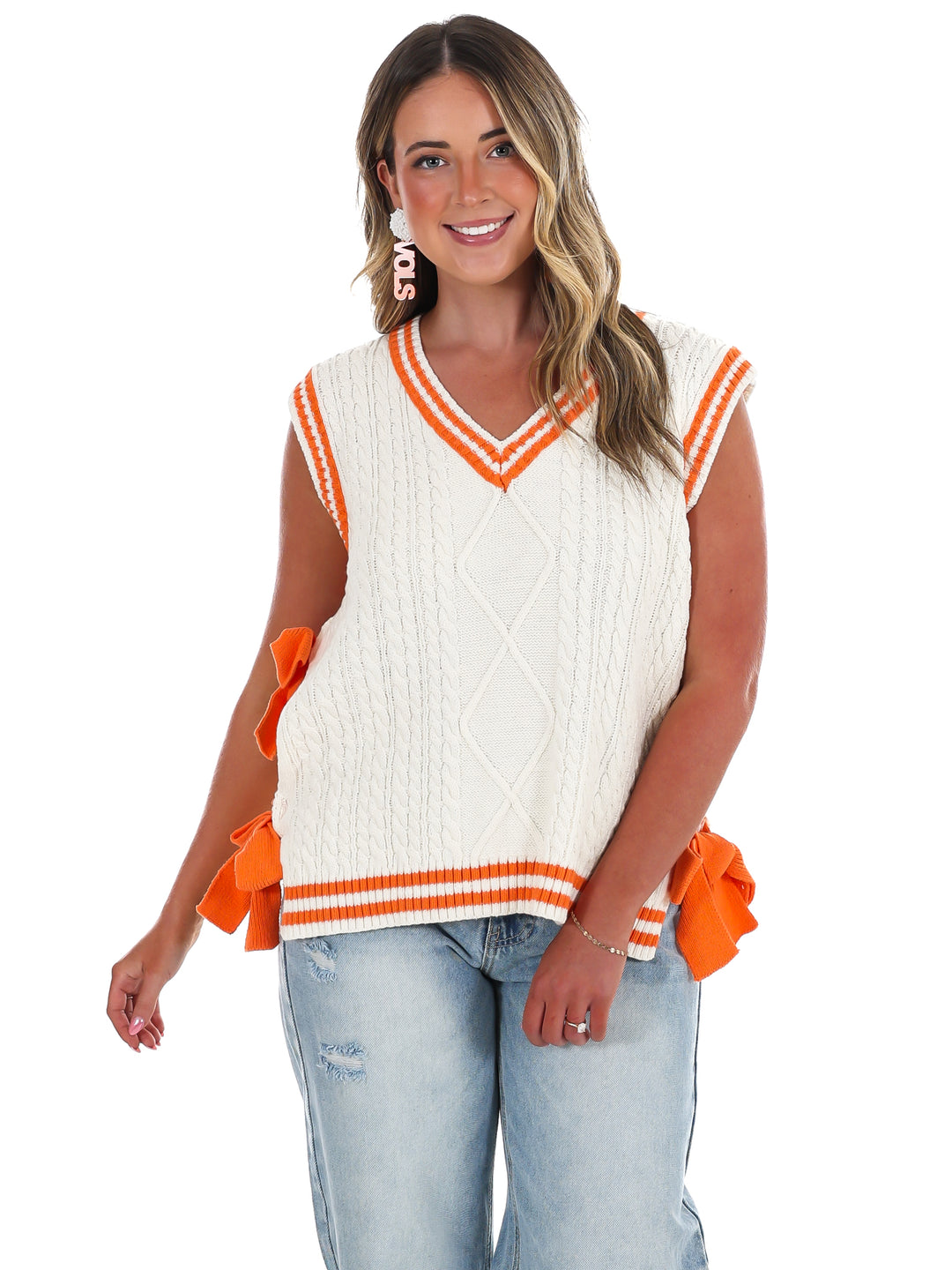 Victory Bows V-Neckline Sweater Top