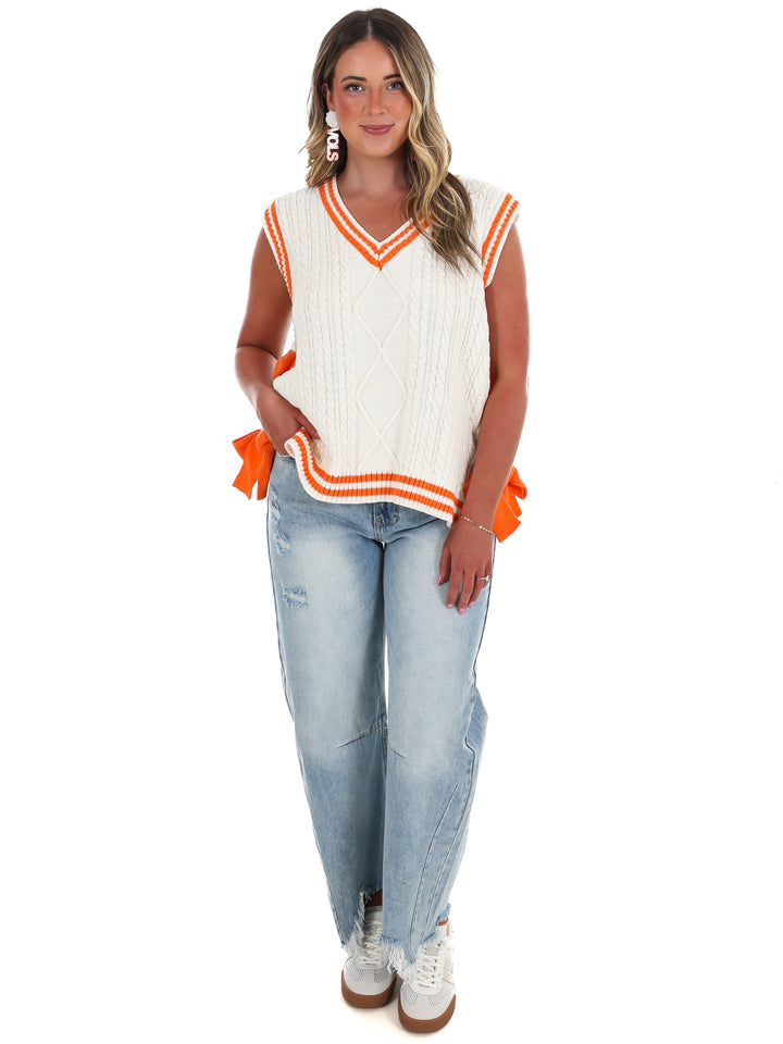 Victory Bows V-Neckline Sweater Top