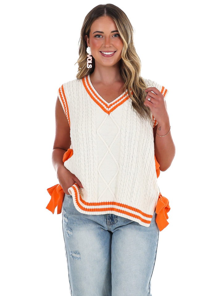 Victory Bows V-Neckline Sweater Top