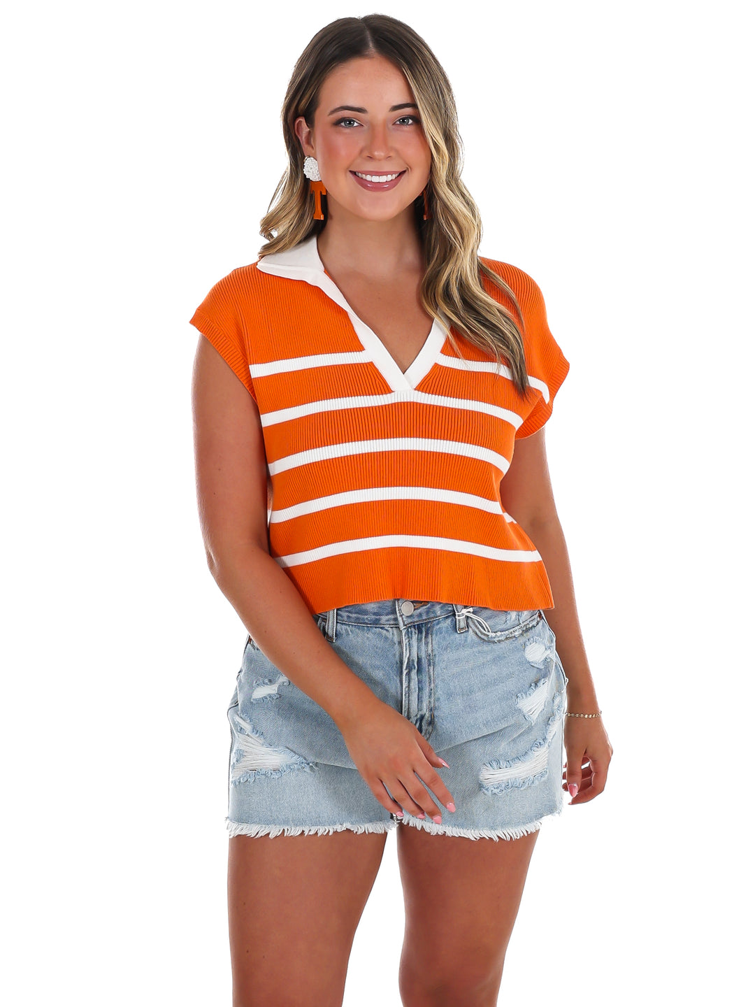 Halftime Prep Collared Sweater Top