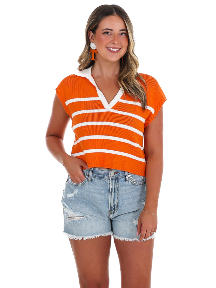 Halftime Prep Collared Sweater Top