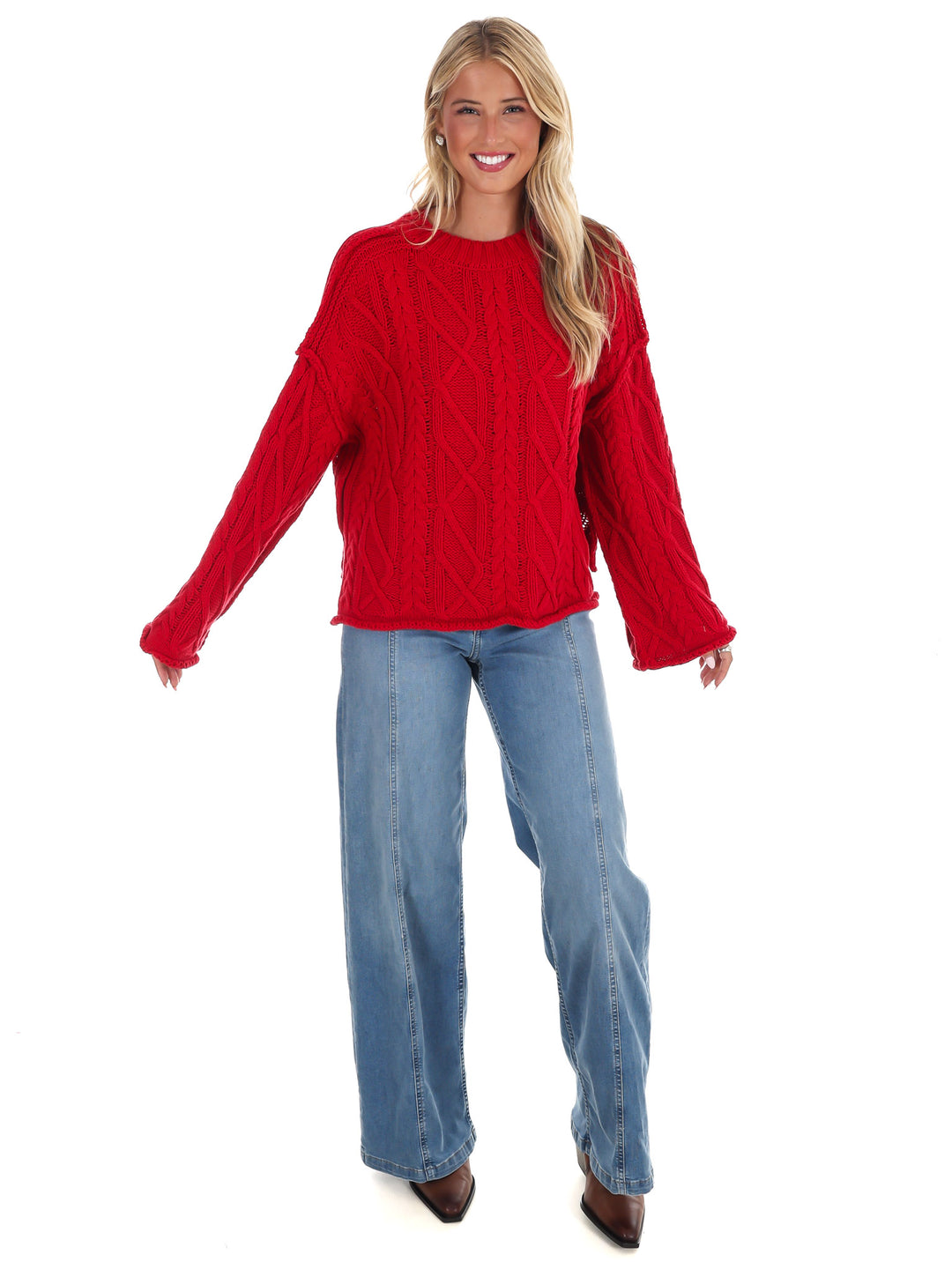 Frost Kiss Cable Knit Sweater