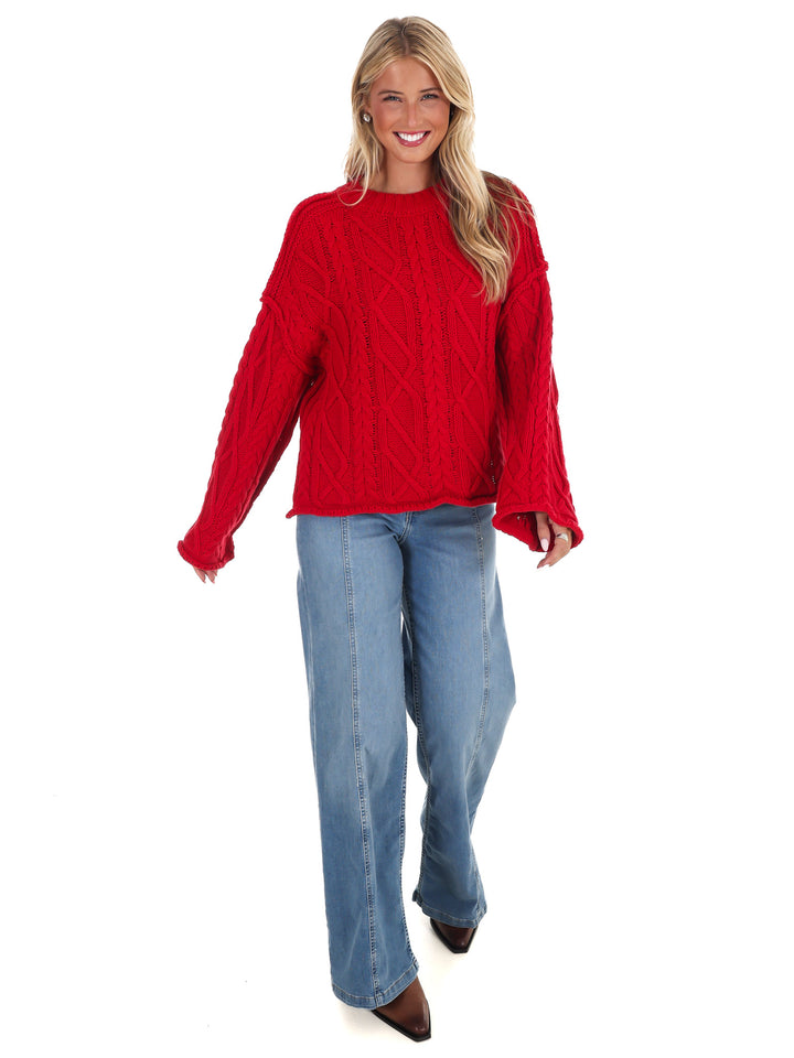 Frost Kiss Cable Knit Sweater