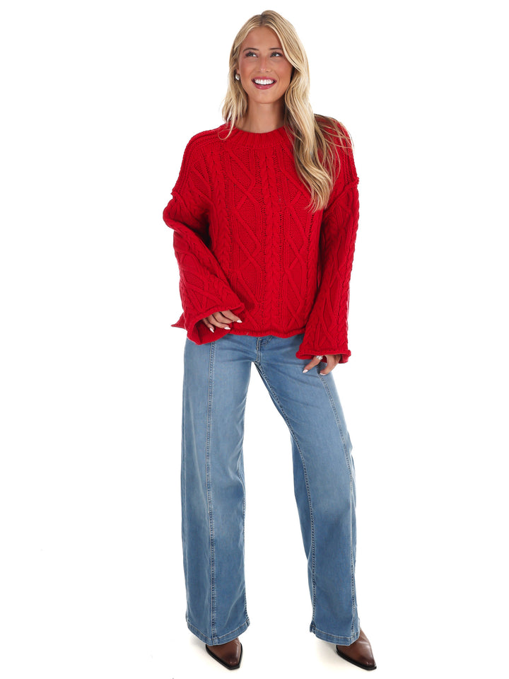 Frost Kiss Cable Knit Sweater