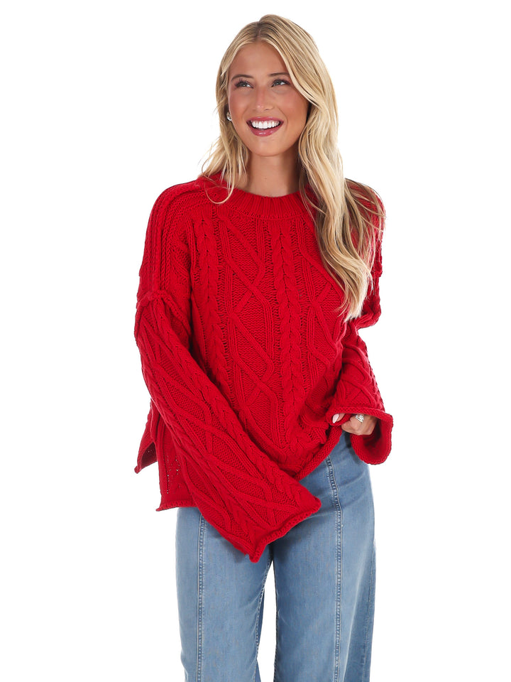 Frost Kiss Cable Knit Sweater