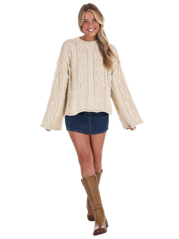 Frost Kiss Cable Knit Sweater