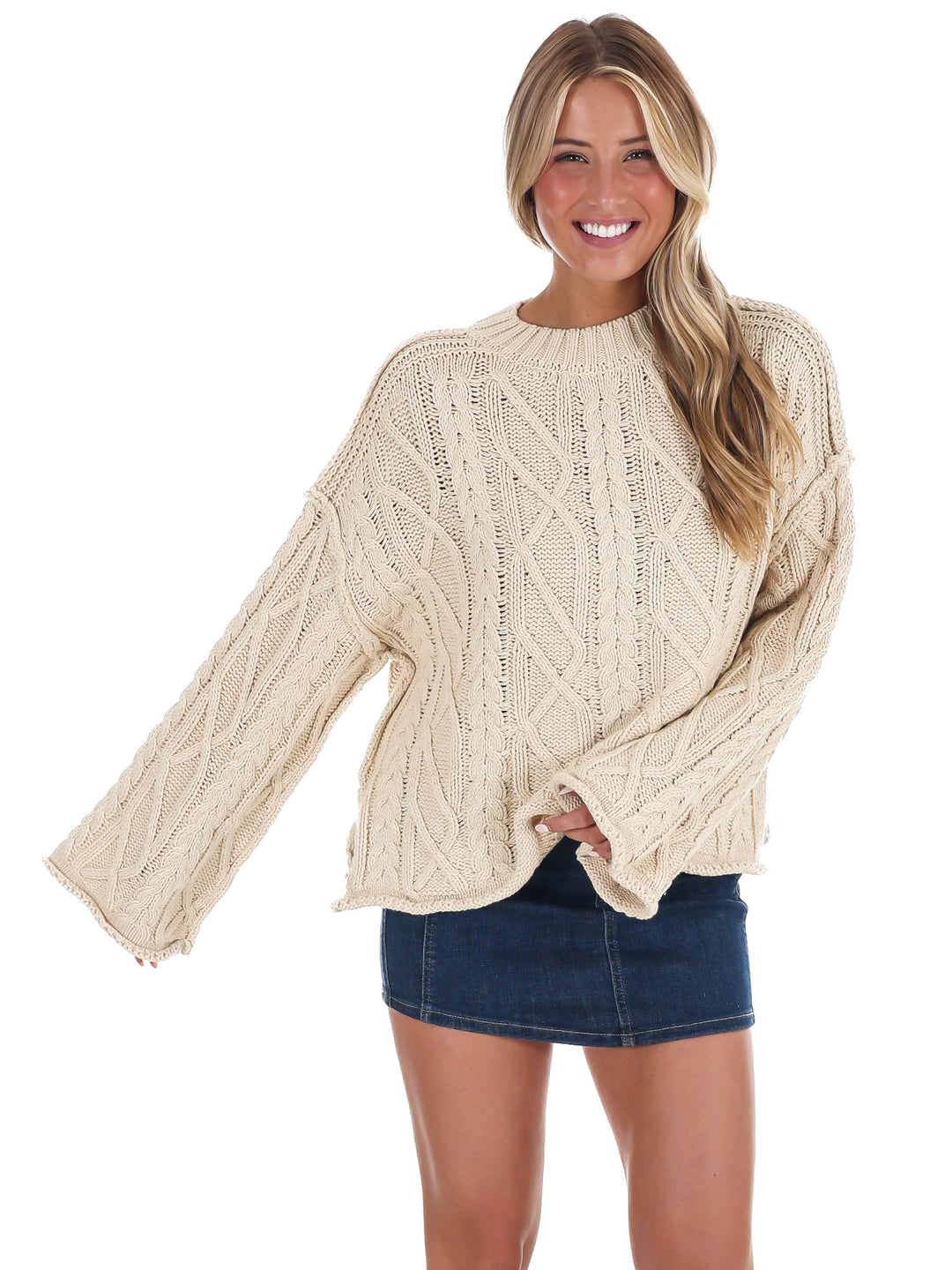 Frost Kiss Cable Knit Sweater