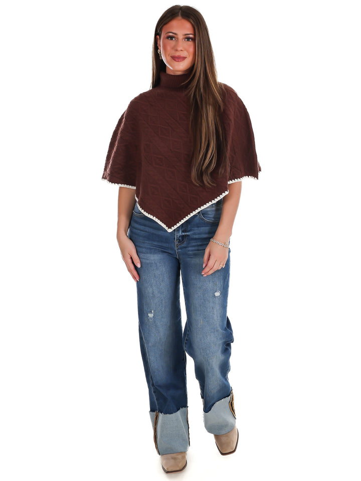Fireside Cottage Turtleneck Poncho Sweater