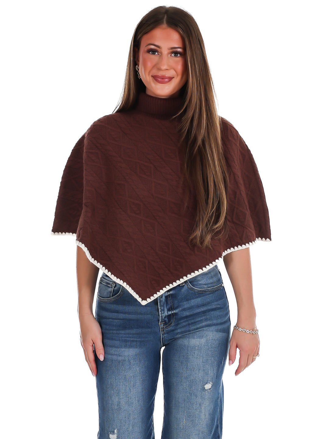 Fireside Cottage Turtleneck Poncho Sweater