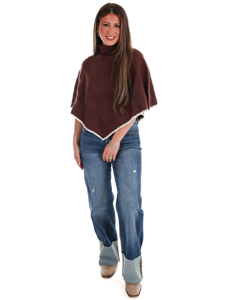 Fireside Cottage Turtleneck Poncho Sweater
