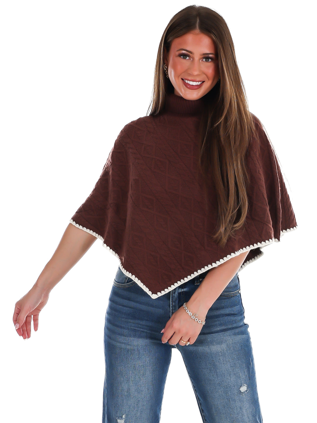 Fireside Cottage Turtleneck Poncho Sweater