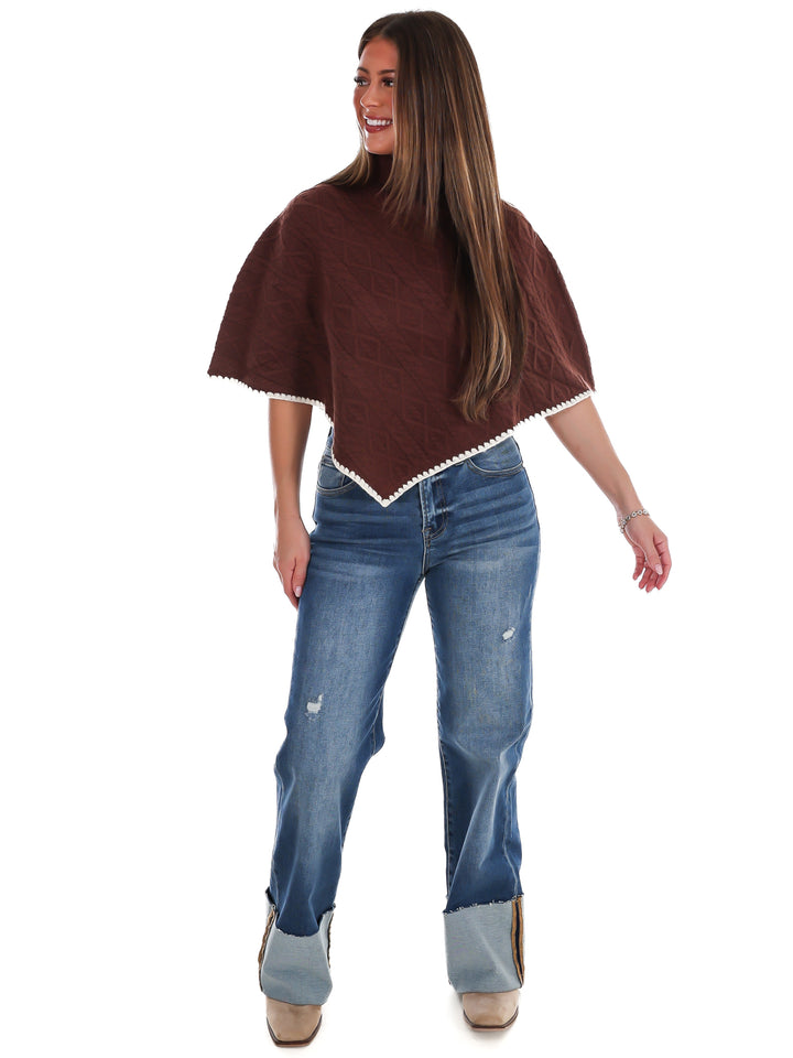 Fireside Cottage Turtleneck Poncho Sweater