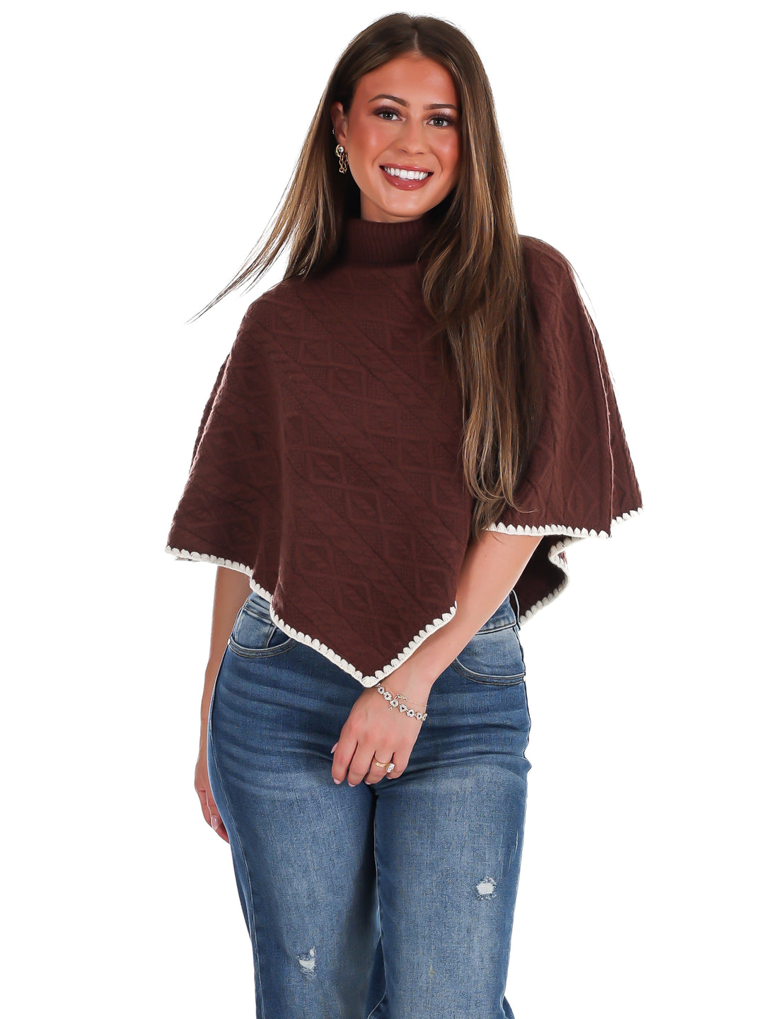 Fireside Cottage Turtleneck Poncho Sweater