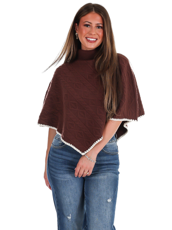 Fireside Cottage Turtleneck Poncho Sweater