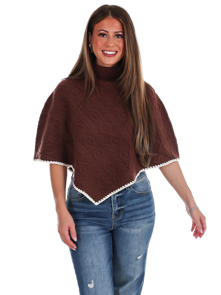 Fireside Cottage Turtleneck Poncho Sweater