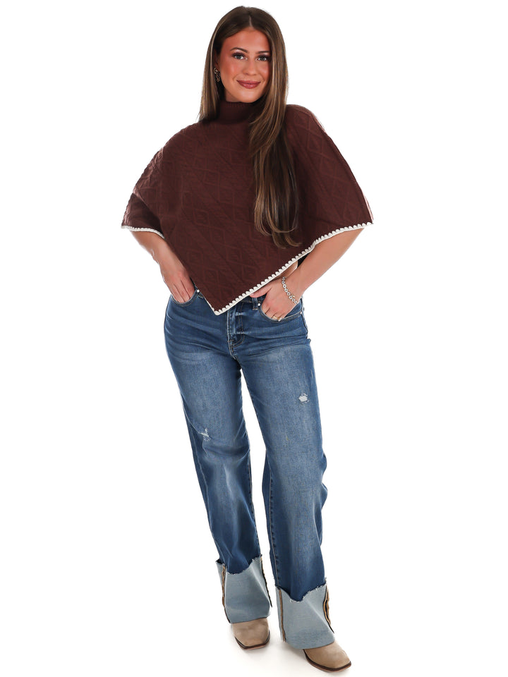Fireside Cottage Turtleneck Poncho Sweater
