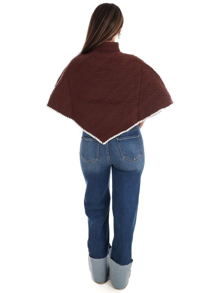 Fireside Cottage Turtleneck Poncho Sweater