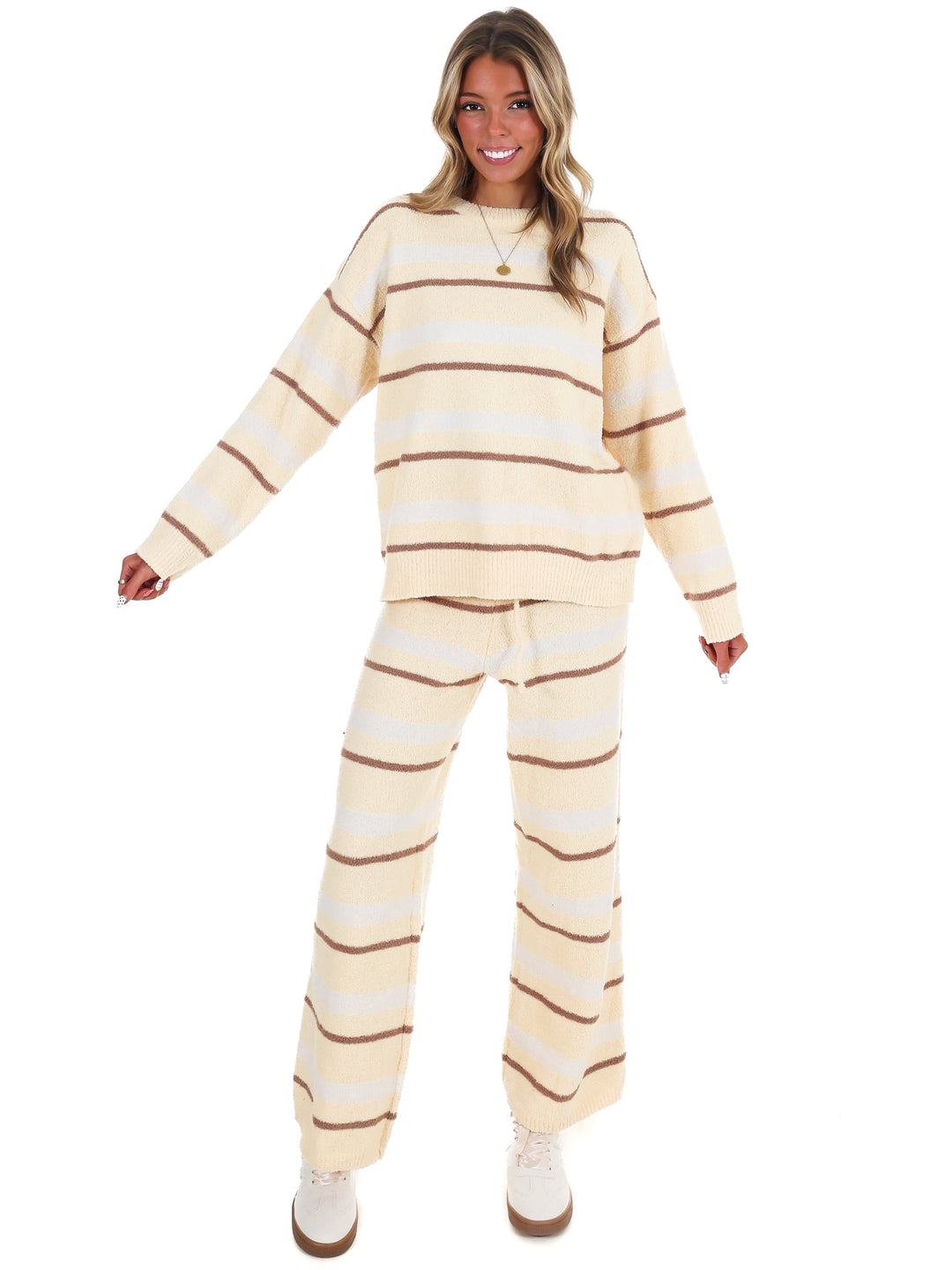 Casual Cool Stripe Sweater Two Piece Set