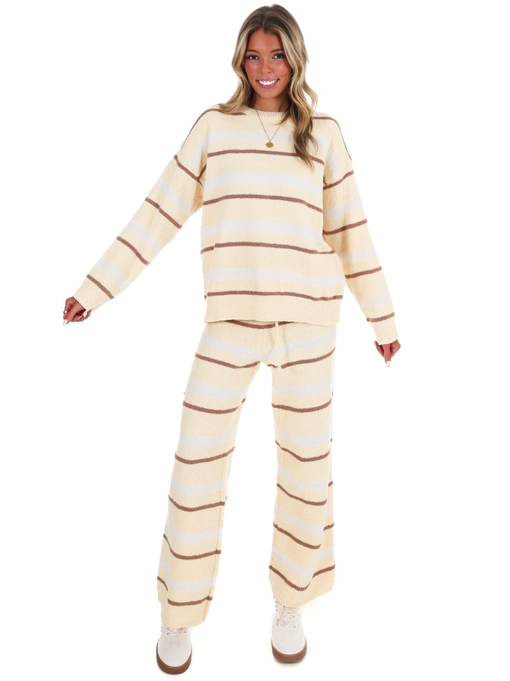 Casual Cool Stripe Sweater Two Piece Set