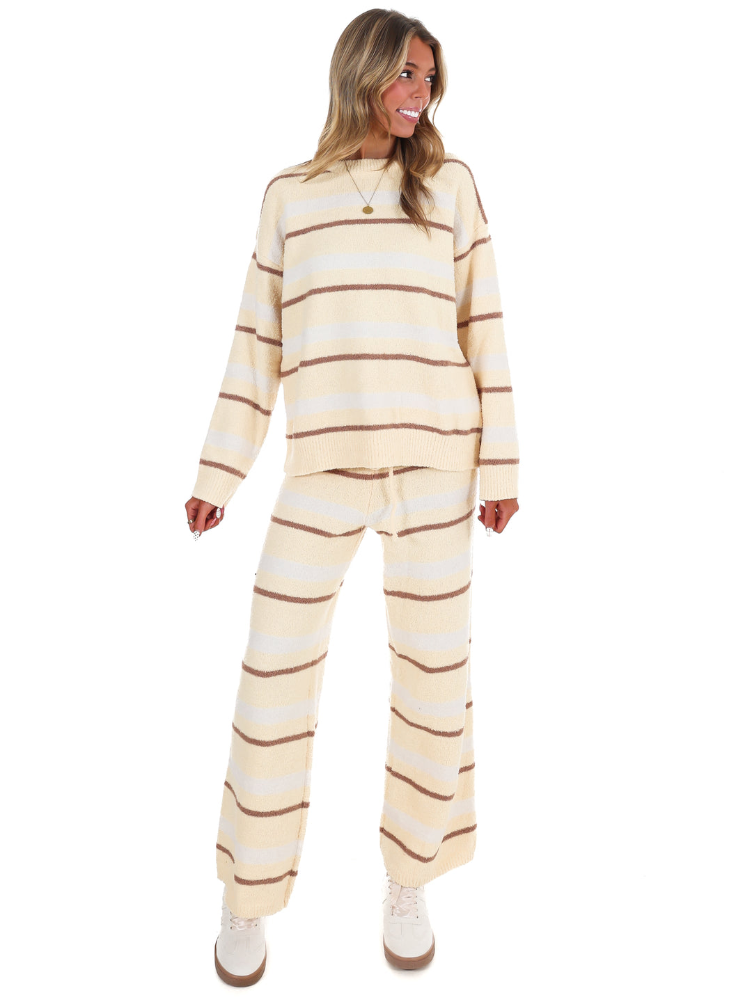 Casual Cool Stripe Sweater Two Piece Set