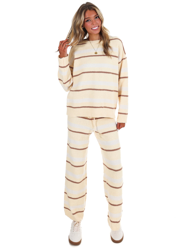 Casual Cool Stripe Sweater Two Piece Set