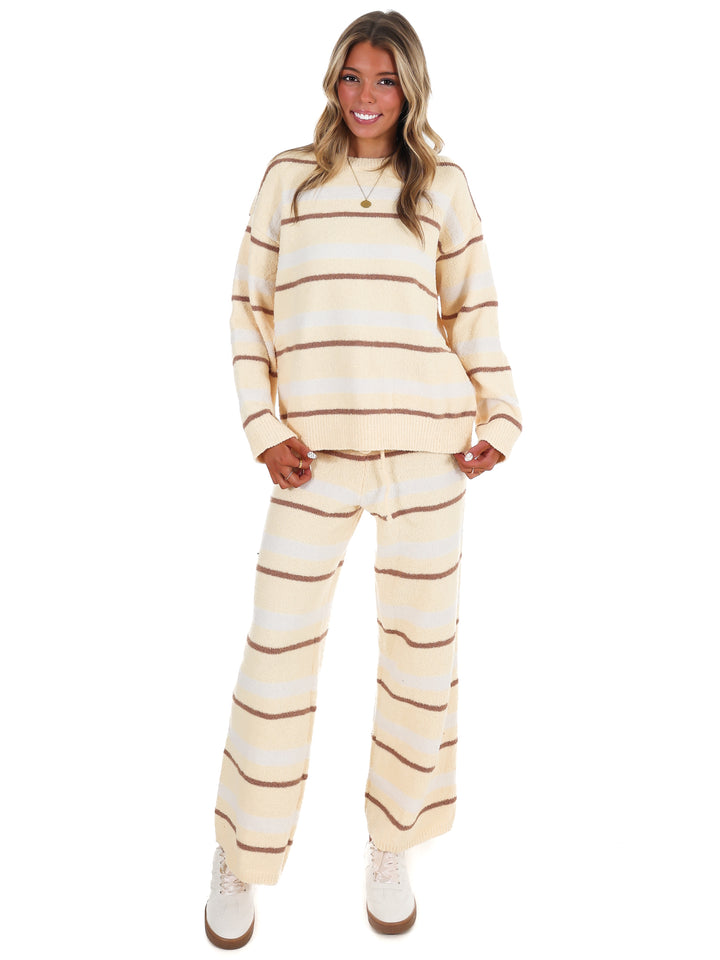 Casual Cool Stripe Sweater Two Piece Set