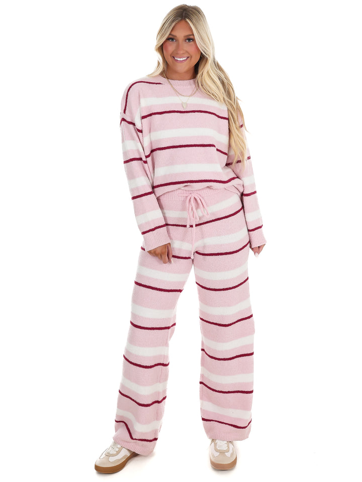 Casual Cool Stripe Sweater Two Piece Set
