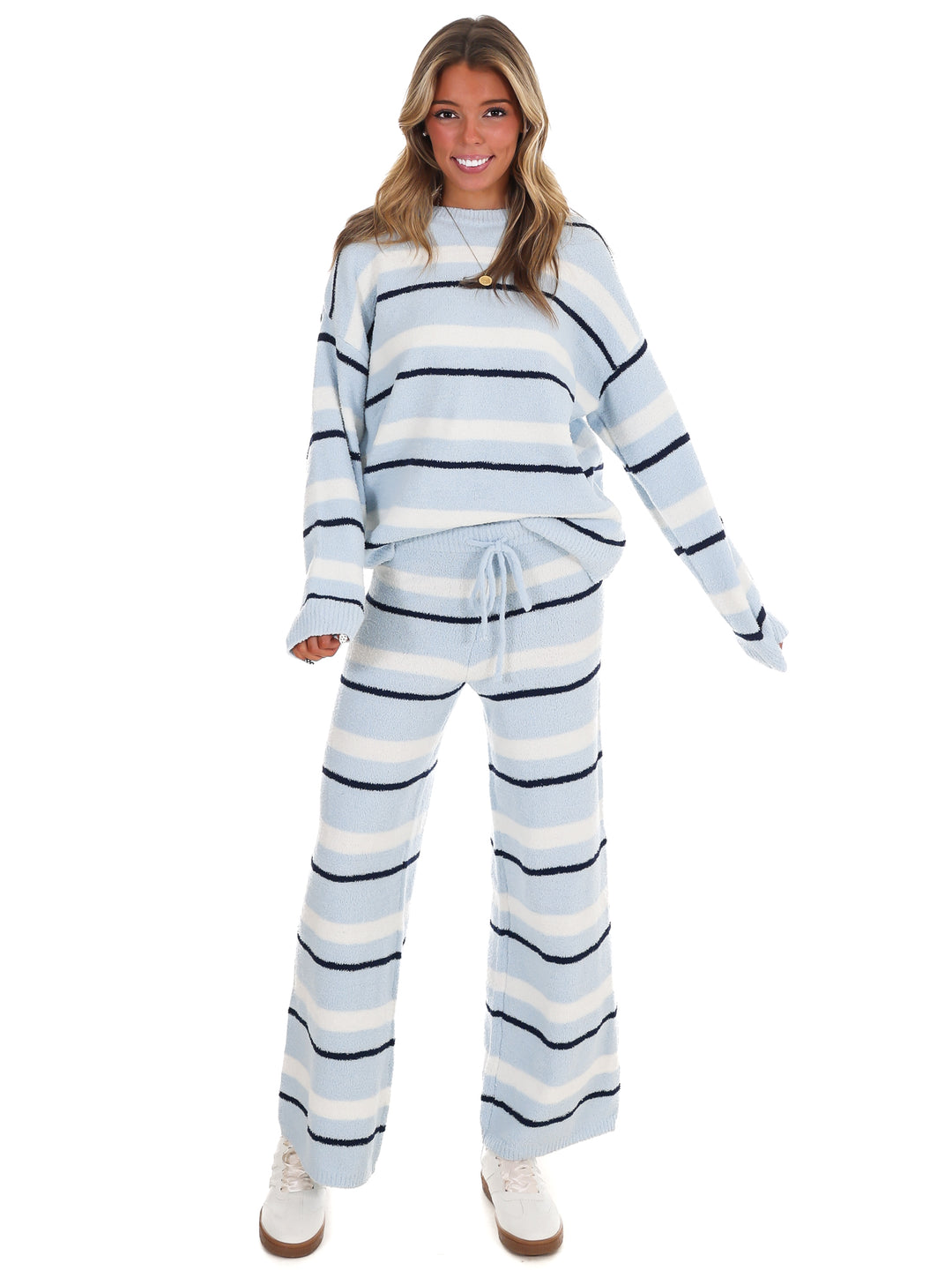 Casual Cool Stripe Sweater Two Piece Set