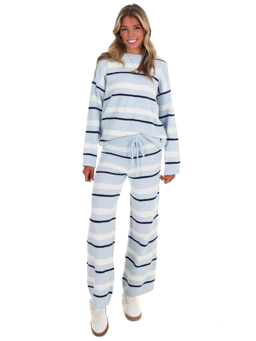 Casual Cool Stripe Sweater Two Piece Set