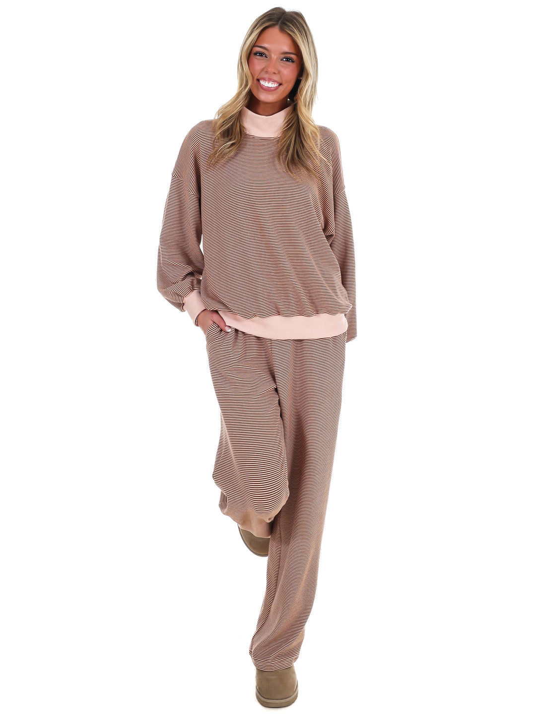 Sunday Slowdown Stripe Two Piece Set