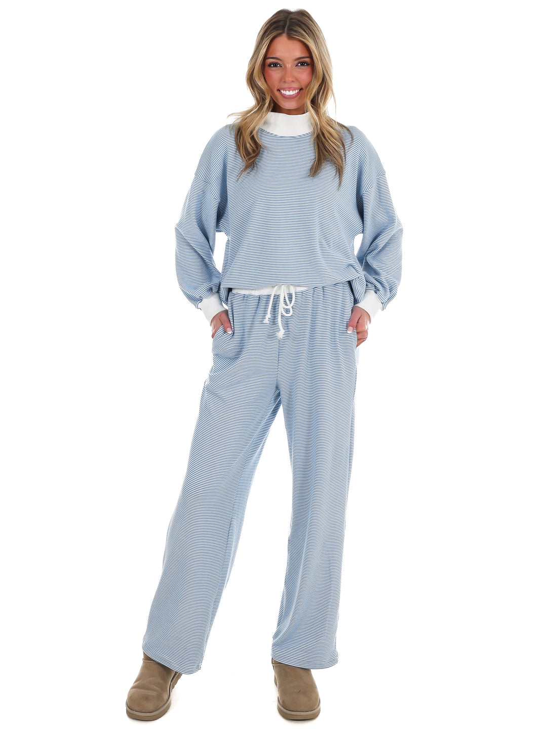 Sunday Slowdown Stripe Two Piece Set