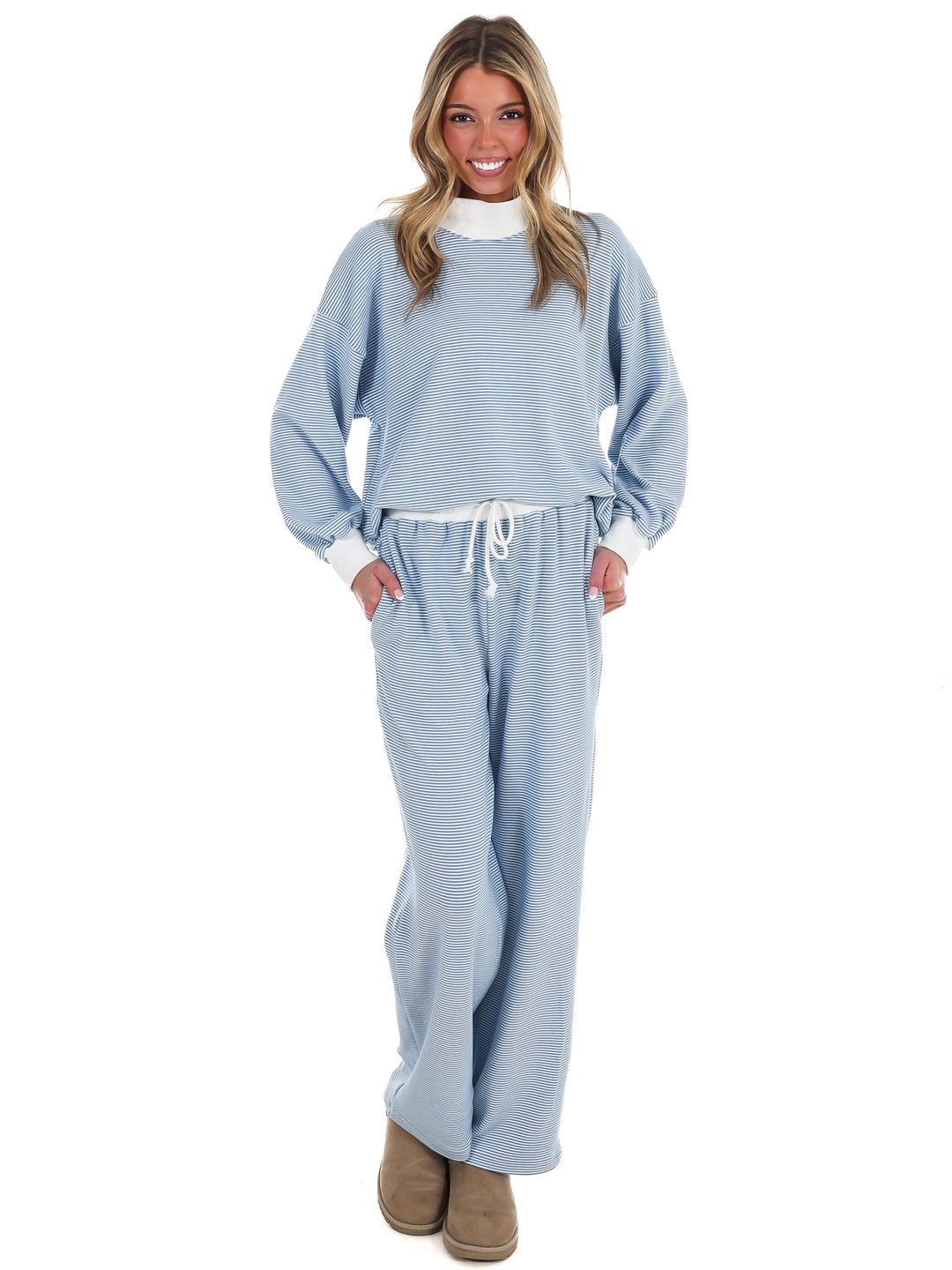 Sunday Slowdown Stripe Two Piece Set