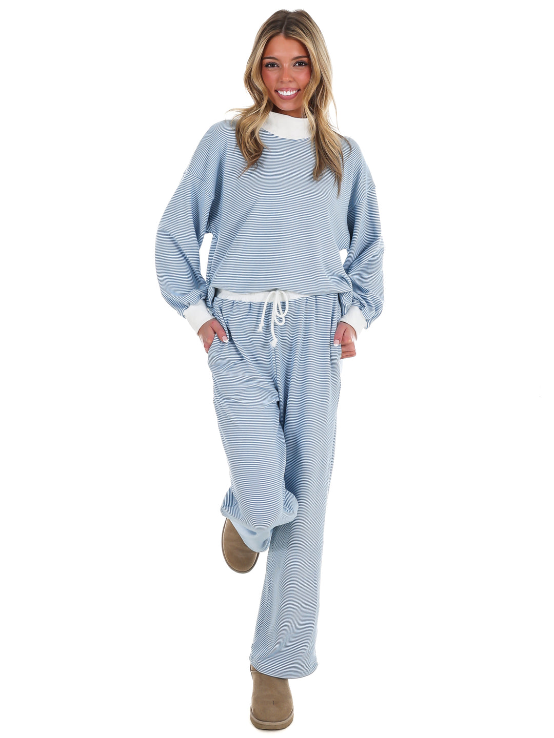 Sunday Slowdown Stripe Two Piece Set