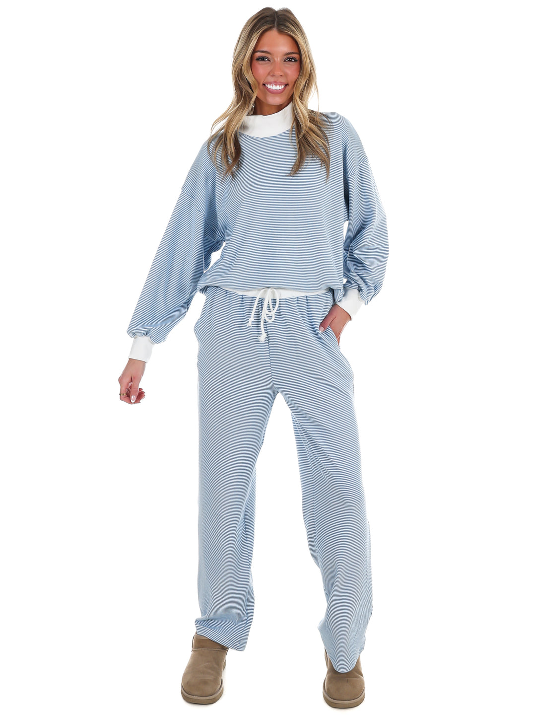 Sunday Slowdown Stripe Two Piece Set