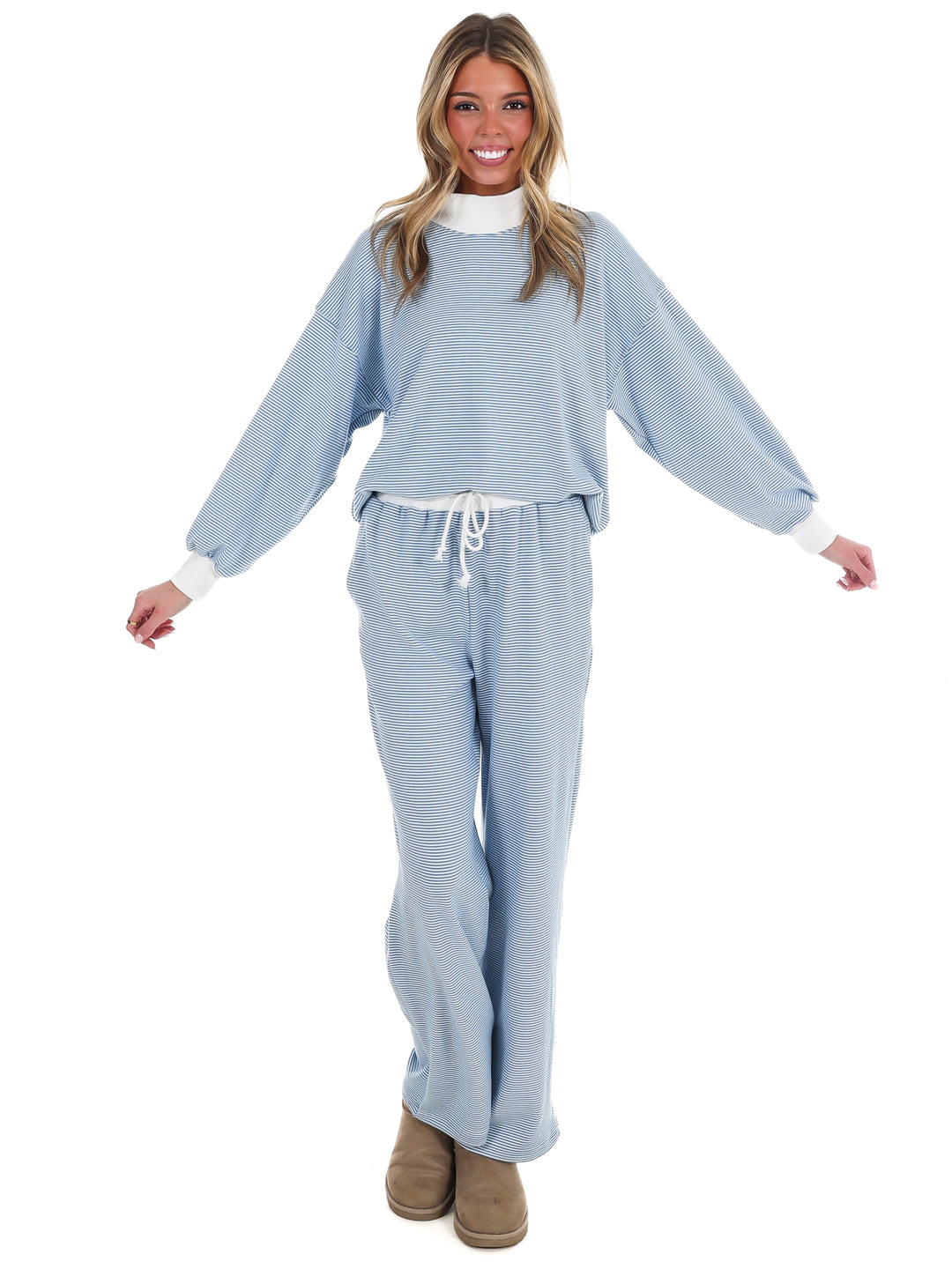 Sunday Slowdown Stripe Two Piece Set