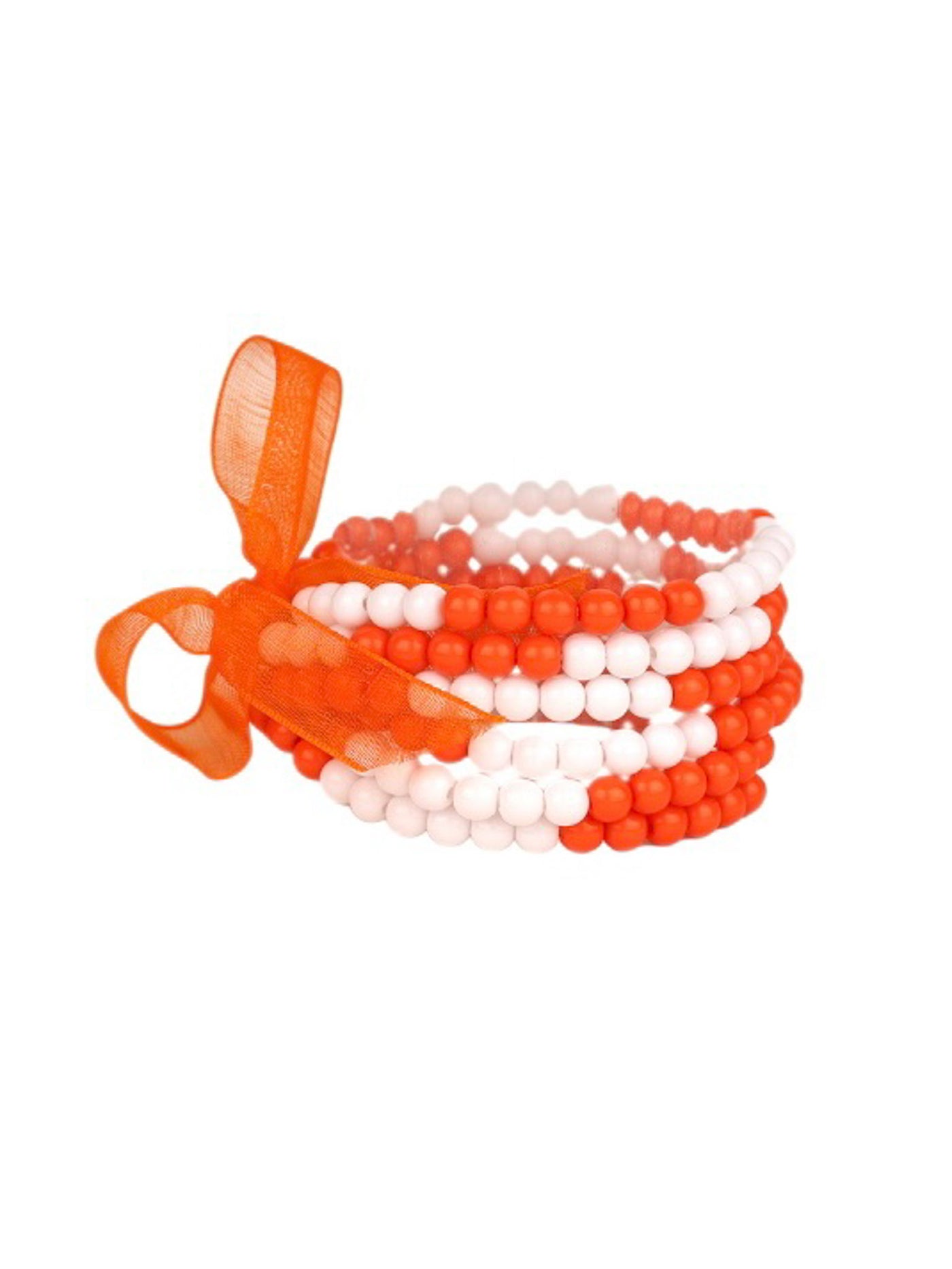 Orange and White Beaded Multi Stack Bracelet