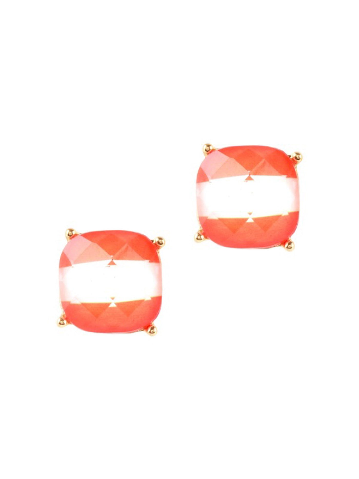 Orange and White Square Earrings