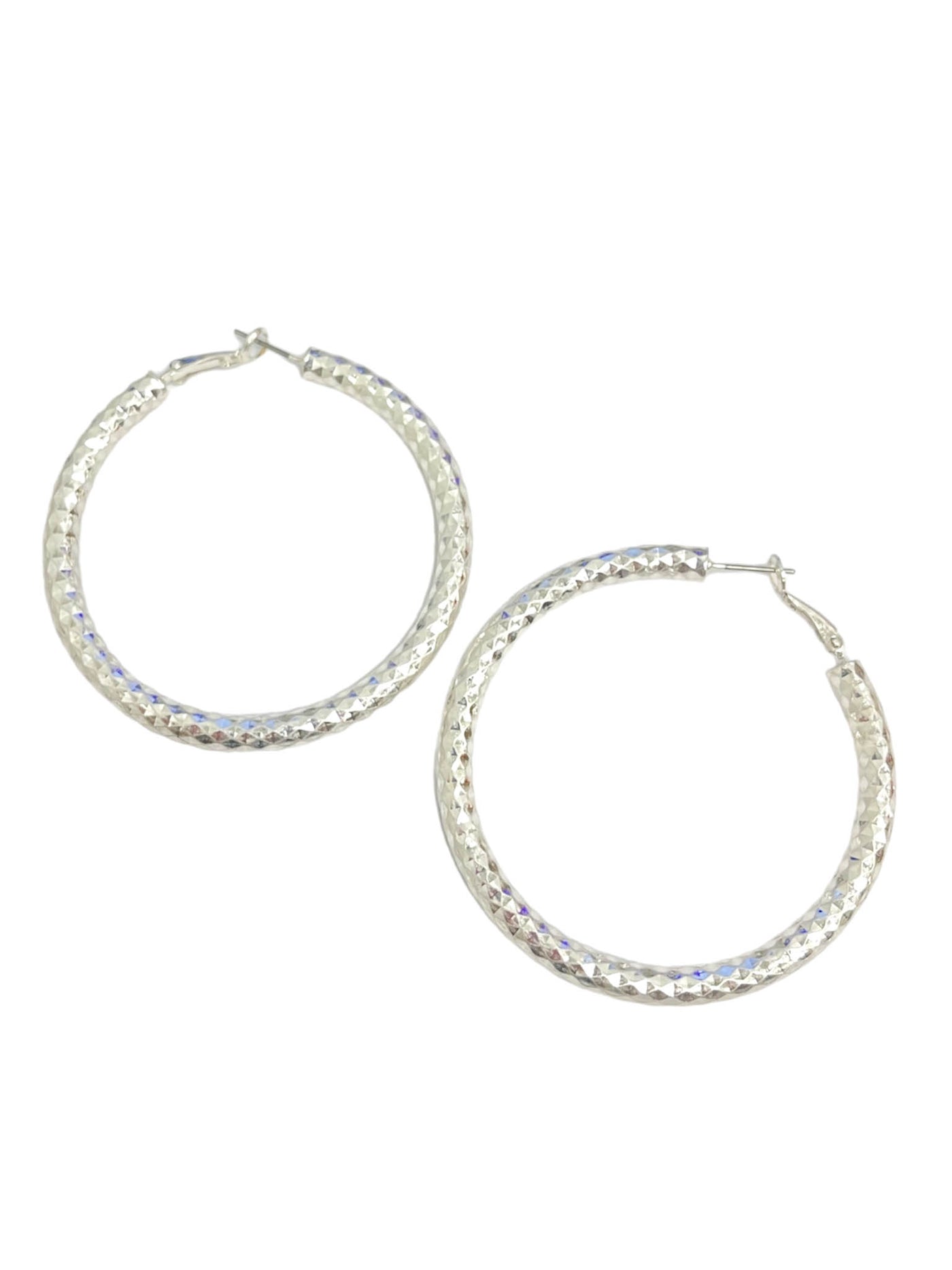 Sterling Silver Large Textured Hoops Silver Hoop Earrings 