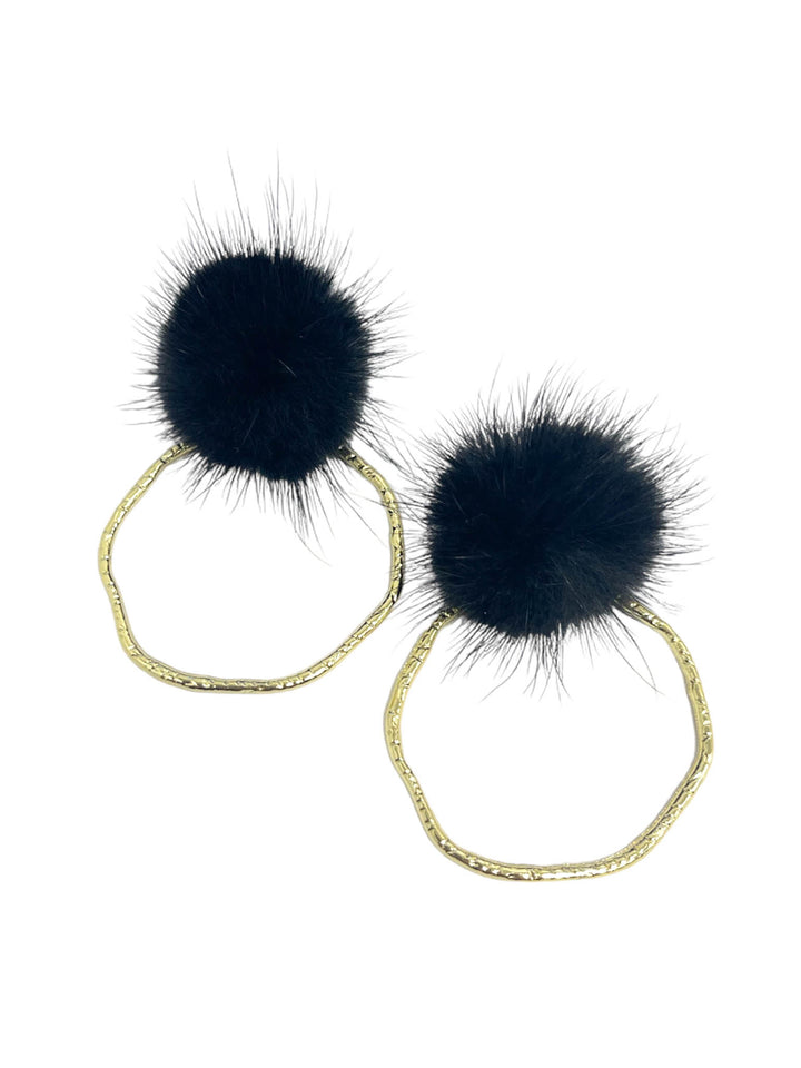 Puff Post Hoop Earrings