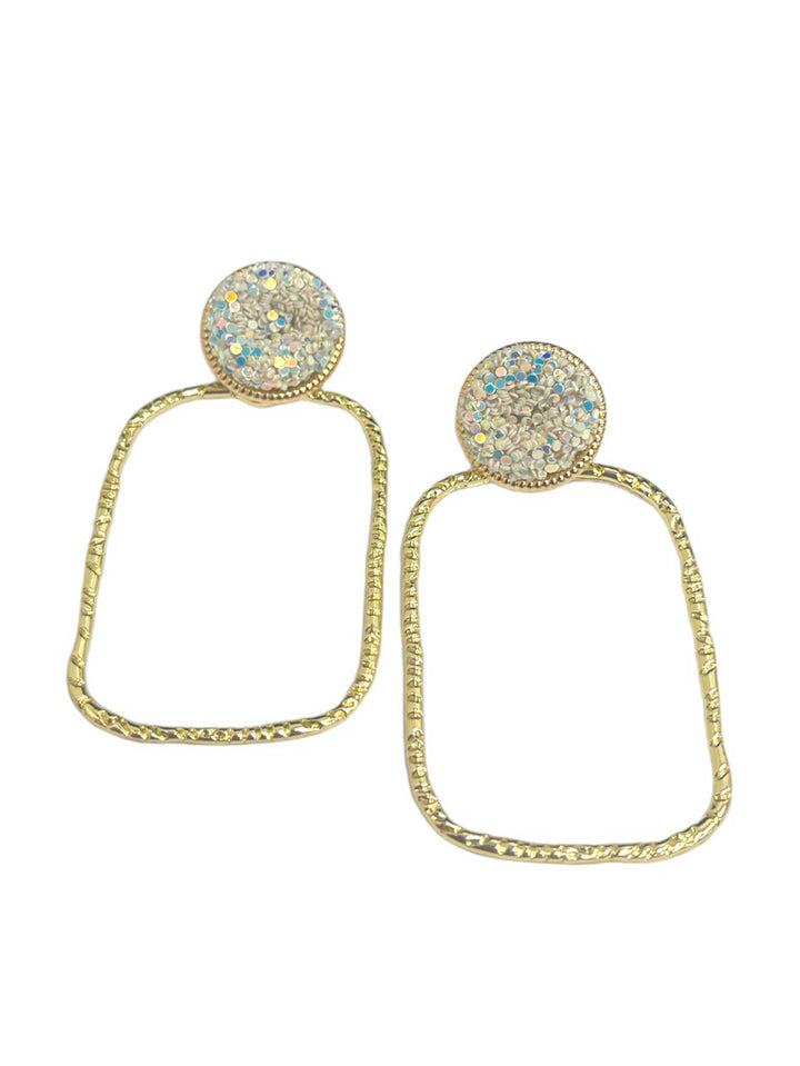 Glitter Rectangle Top Hoops