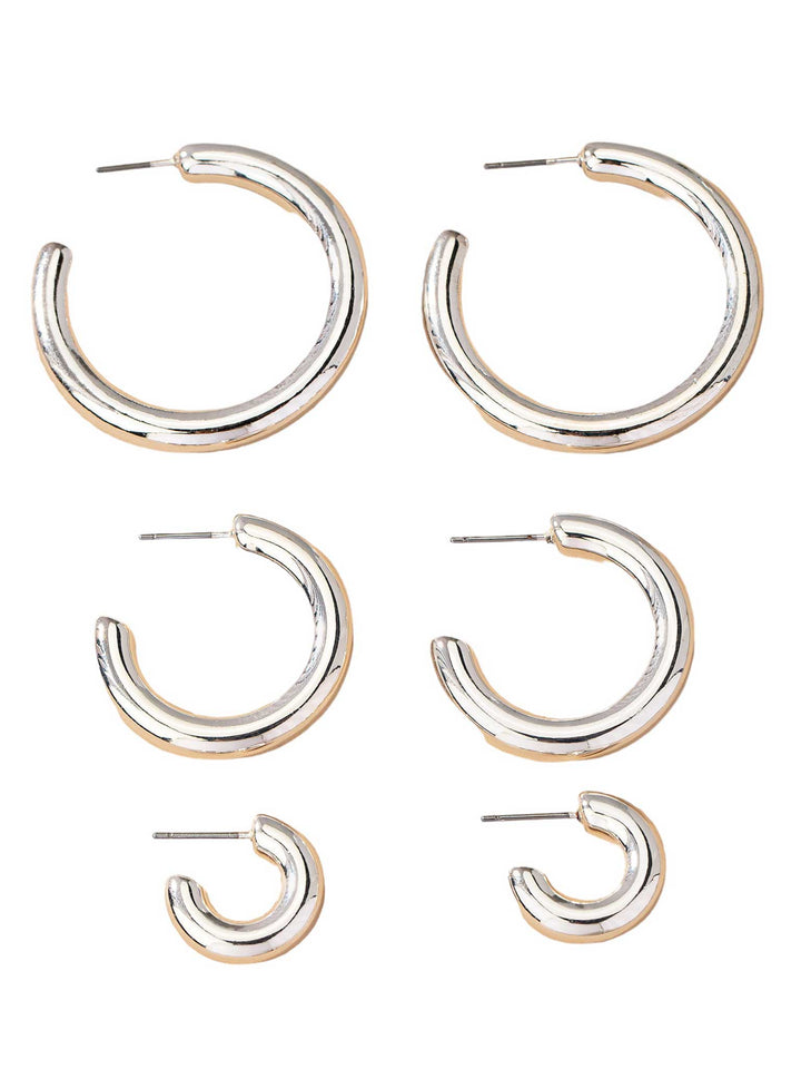 Trio Hollow Tube Hoop Earring Set